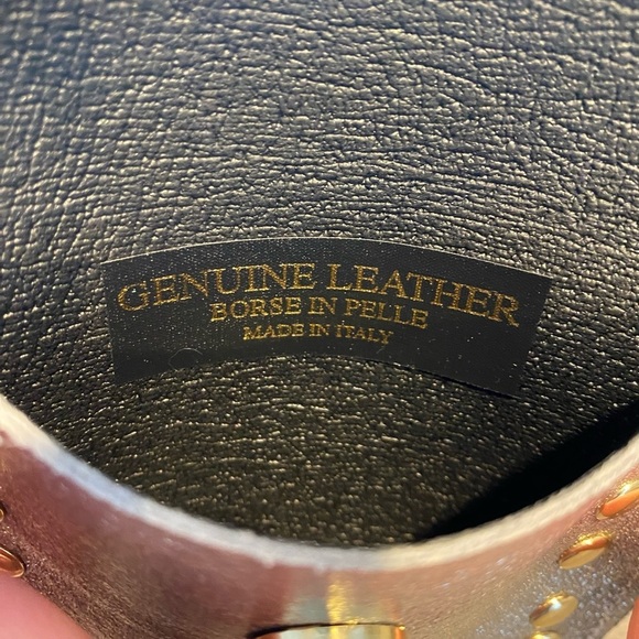 BORSE IN PELLE made in Italy gold studded change purse wallet new boutique gift - Picture 4 of 5